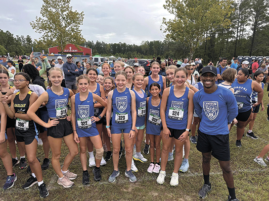 Coach Speed with the girls’ 3K team